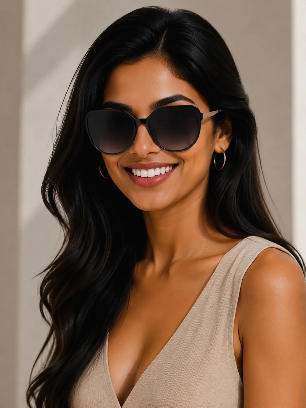 Chic Round Sunglasses with Metal Accents
